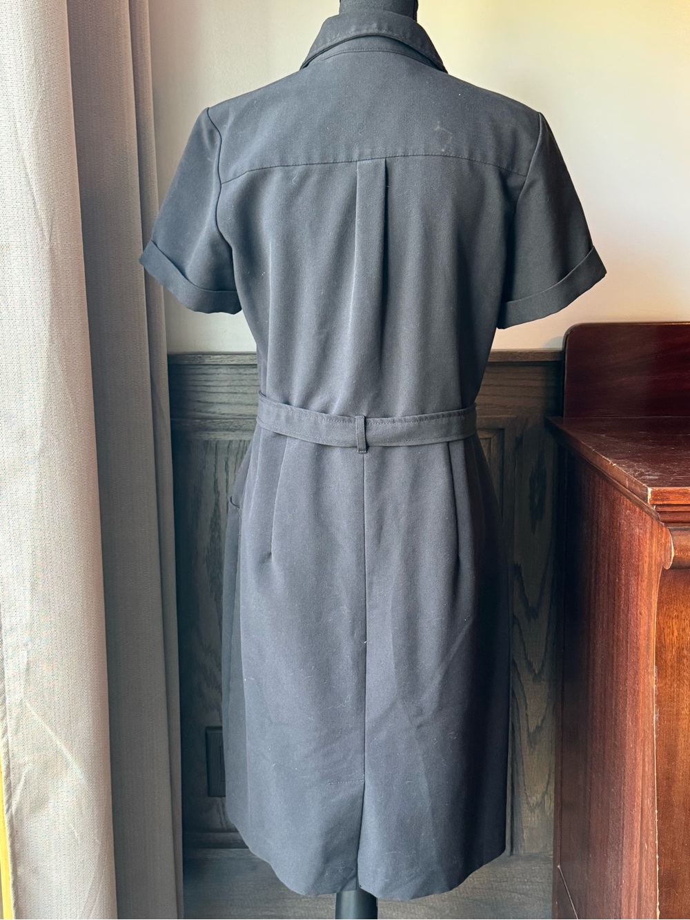 Zac & Rachel Button-Front Black Utility Shirt Dress with Belt 10 - Picture 3 of 8